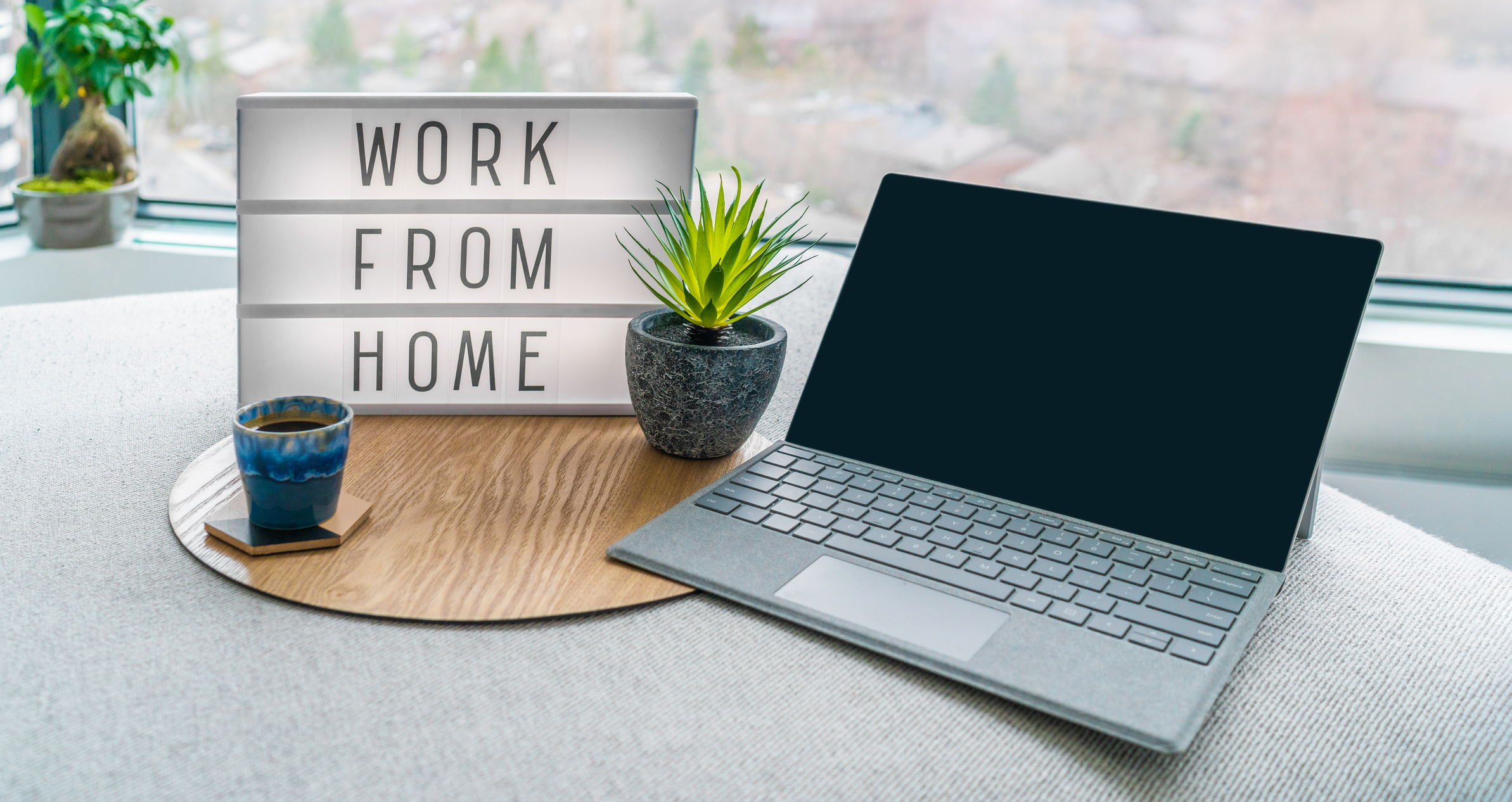 Work From Home Light Box and Laptop
